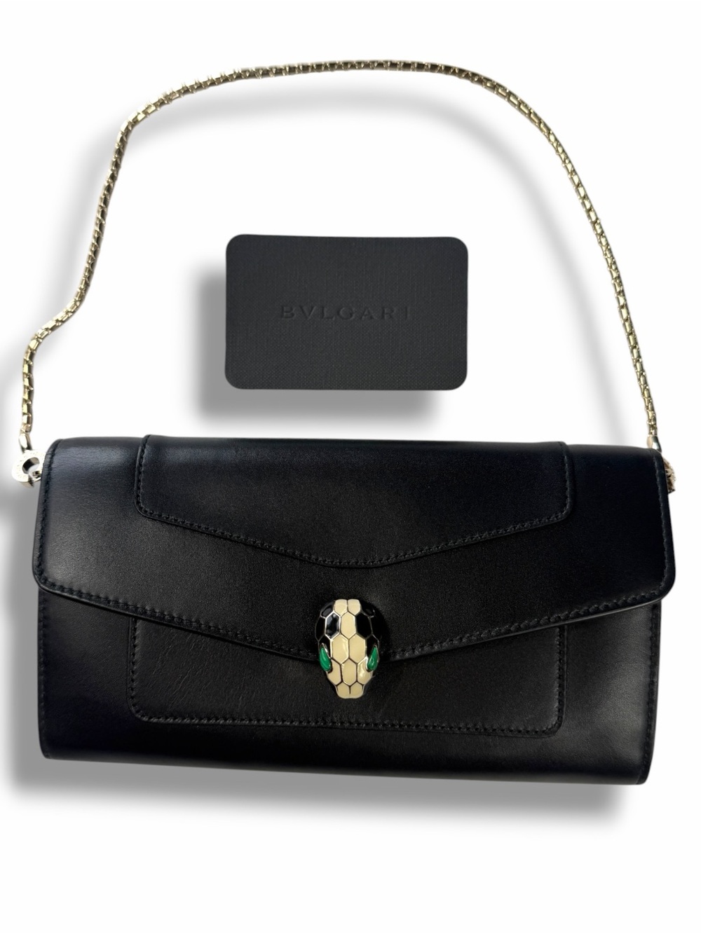 RARE Bvlgari Serpenti Forever East-West WOC Black Green Gold 2016